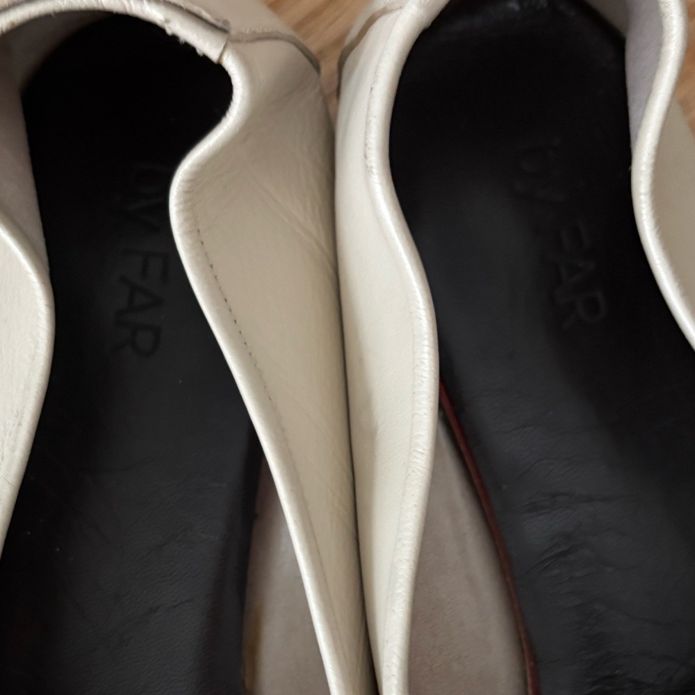 BY FAR - PRUDENCE - Cream Leather Slip-On Flats - Picture 7 of 10